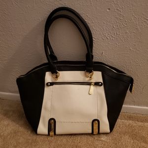 Black and white satchel